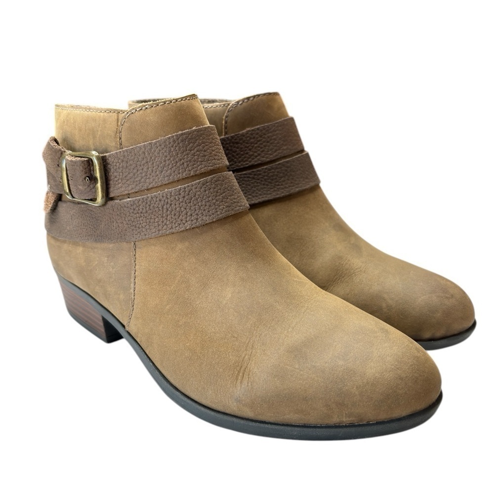 Clarks Collection Leather Side Zip Brown Ankle Booties Boots Womens Size 6 NWOB